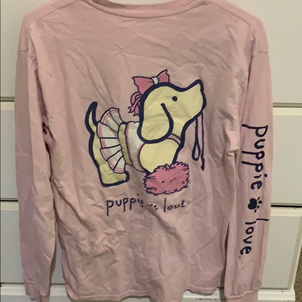 pink cheerleader puppy love tee